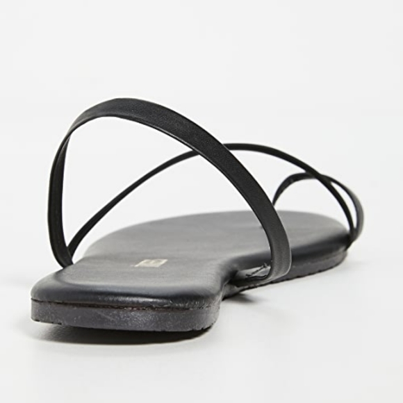 Tkees LC Sandals Leather Black Slingback Strappy Flats 9 - Picture 8 of 15